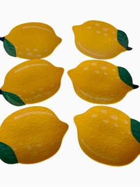 Melamine 6 Lemon Dessert Plates 5”x7” New